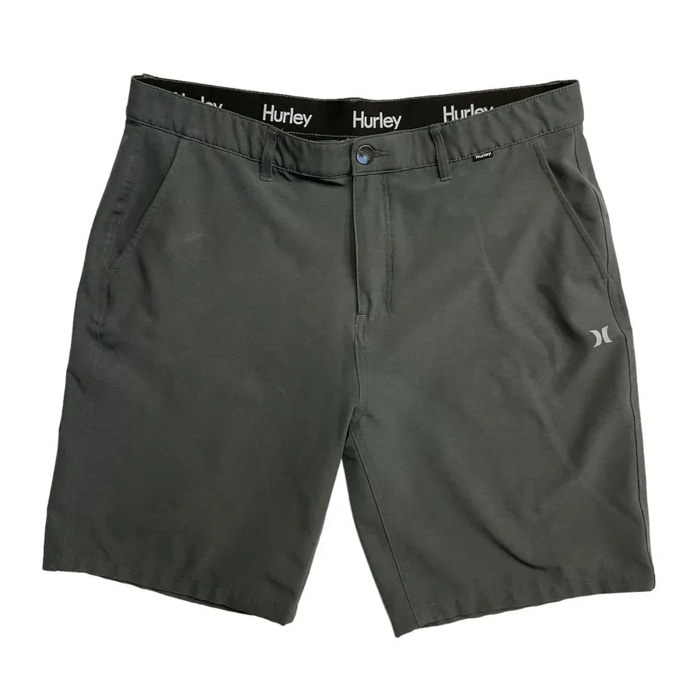Hurley Men's Quick Dry Classic Fit Hybrid Walk Shorts‎ Size 36 Black Flat Front